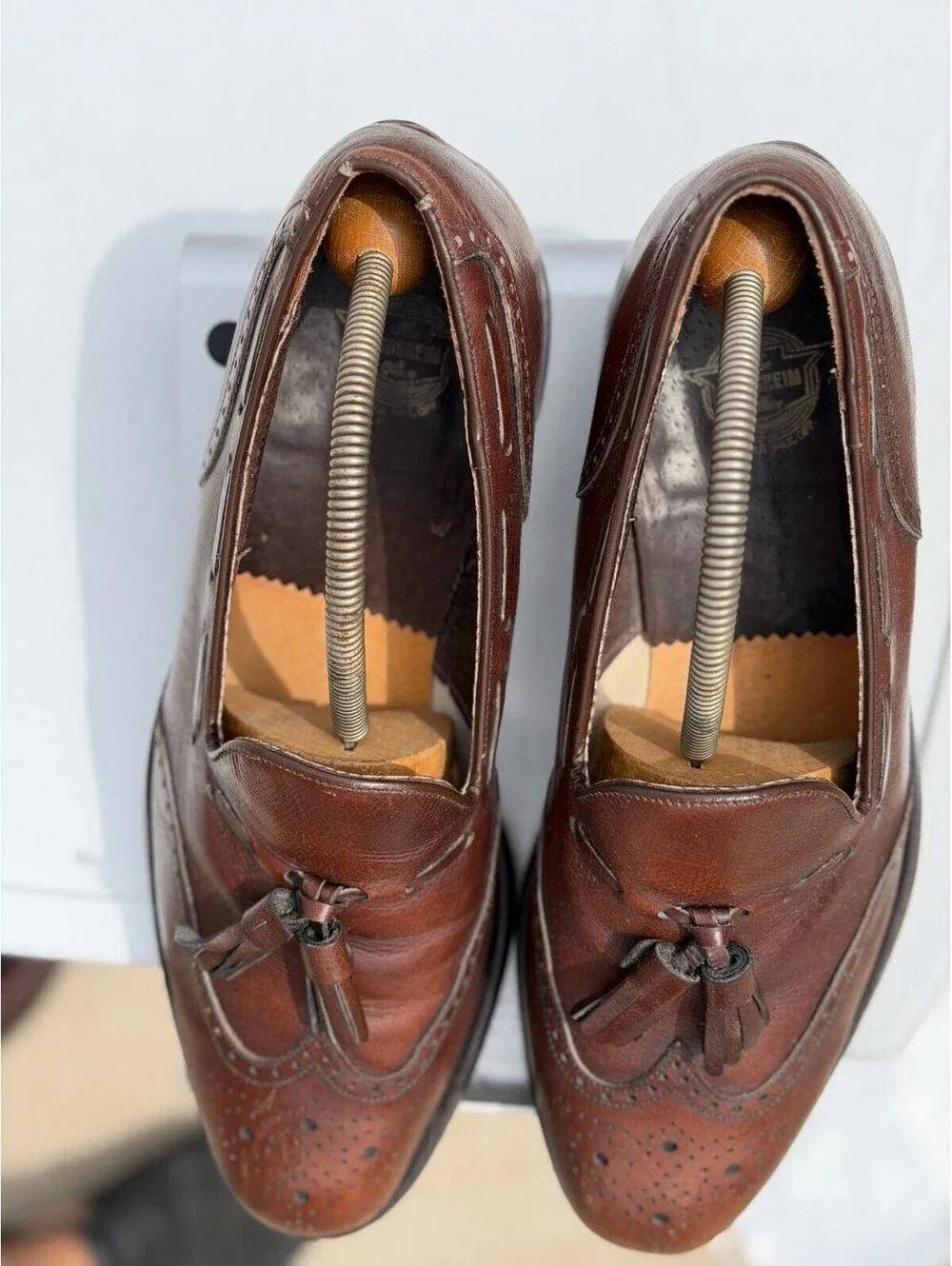 Florsheim Vintage Brown Leather Tassel Wingtip Loafers Size 10.5 D